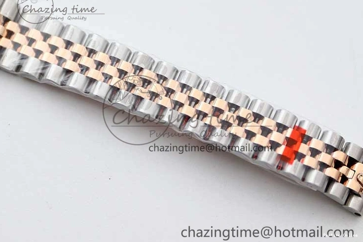 0121 Trendy Lady DateJust 28 SS RG TWF Diamonds Bezel 1:1 Best Edition White Dial Roman Markers on Jubilee Bracelet NH 2129